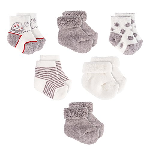 Jacobs Babymoden Baby Socken/Erstlings-Söckchen/Erstlingssocken - 6er Pack (0-3 Monate) Baumwolle, Schadstoffgeprüft - Ecru Grau