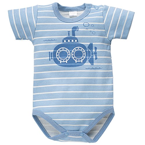 Pinokio - Sea World - Baby Kurzarmbody 100% Baumwolle, Blau Weiß gestreift U-Boot - Body- mit Druckknöpfen, Jungs, Jungen, maritim, gestreift Submarine (86)
