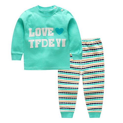Meedot Pyjama Set für Baby, 2 Stück Baumwolle Langarm Winter Warm Nachtwäsche für 0-5 Jahre alt Kinder