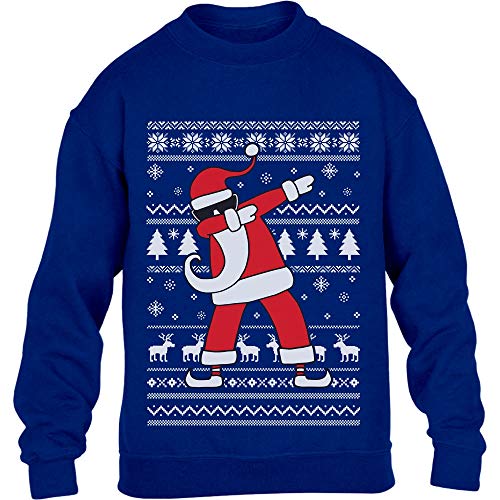 Kids Weihnachten Geschenk Dab vom Weihnachtsmann Kinder Pullover Sweatshirt XL 152/164 Blau