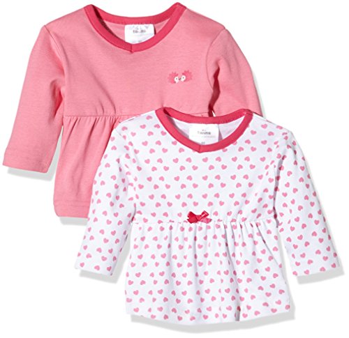 Twins Baby-Mädchen Langarmshirt im 2er Pack, Mehrfarbig (Weiss/Rosé 81112), 5-6 Monate (Herstellergröße: 68)