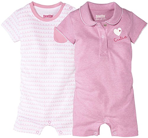 lupilu® 2 Mädchen Baby-Schlafanzüge, kurz (rosa meliert, weiß - Cutie, Gr. 50/56)