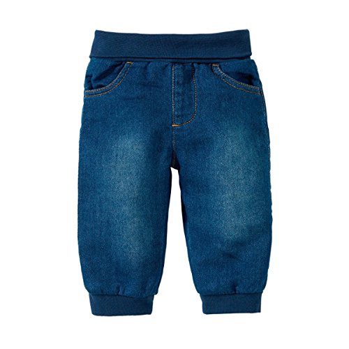 BORNINO Basics Hose - Mädchen/Jungen, Jeansoptik, denim, Farbe: blau, seitliche Einschubtaschen, Baumwolle, schadstoff geprüft, Öko-Tex zertifiziert - Jeans Hose für Babys/Kinder