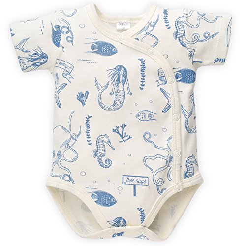 Pinokio - Sea World - Baby Wickelbody 100% Baumwolle, Offwhite (Creme Weiß) mit maritimen Motiven - Body - Kurzarmbody mit Druckknöpfen Jungen Jungs Unisex Neugeborene (74)