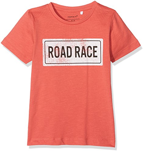 NAME IT Baby-Jungen NMMERSIGN SS TOP T-Shirt, Orange (Spiced Coral), 98