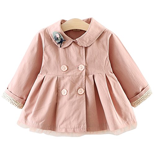 YaoDgFa Baby Mädchen Jacke Mantel Trenchcoat Sweatjacke Prinzessin Kinderjacken Kleidung Outerwear 0-3 Jahre Frühling Herbst Pink
