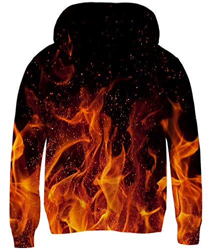 Loveternal Hoodie Jungen Flame Bunte 3D Druck Kapuzenpullover Flamme 8-10 Jahre Kapuzenpullover Langarm Kids Sweatshirts für Jungen und Mädchen XL