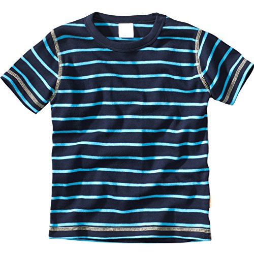 wellyou, Kinder Kurzarm T-Shirt, dunkel-blau türkis, Geringelt, für Jungen, 100% Baumwolle, Größe 68-74