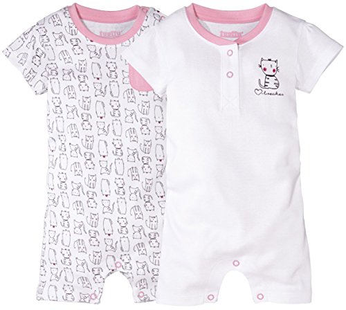 lupilu® 2 Mädchen Baby-Schlafanzüge, kurz (weiß, rosa - Kätzchen, Gr. 50/56)