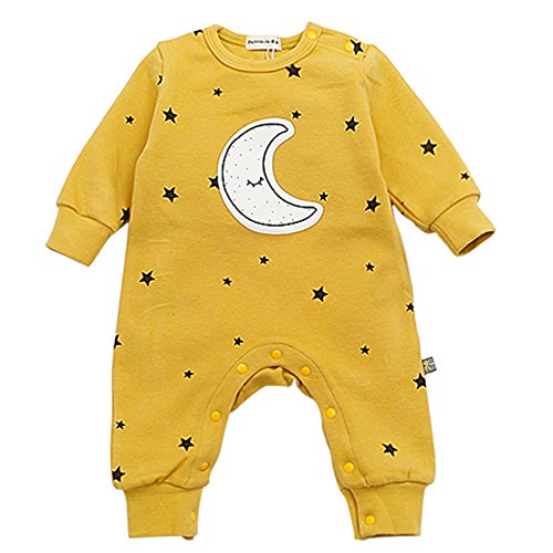 Bebone Baby Strampler Jungen Mädchen Overall Stern und Mond Babykleidung (0-3 Monate/66, Gelb)