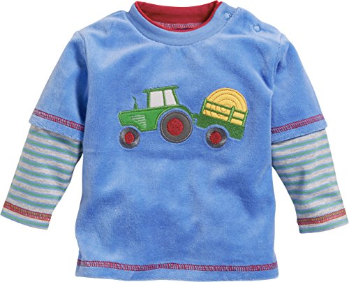 Schnizler Baby-Jungen Sweat-Shirt Nicki Traktor Langarmshirt, Blau (Blau 7), 74