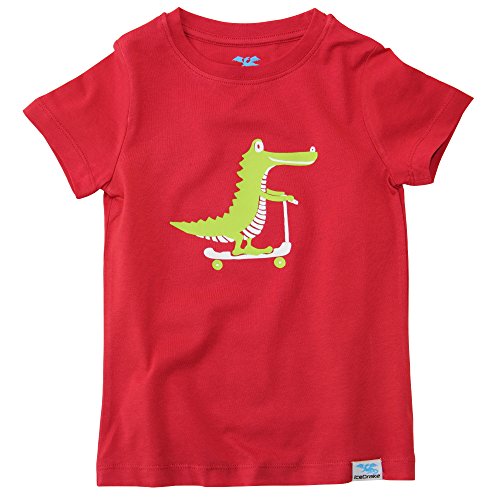 IceDrake Jungen Kurzarm T-Shirt mit Motiv Krokodil Rot 74/80
