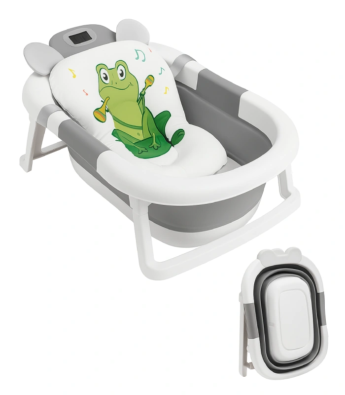 Faltbare Babybadewanne mit Badesitz und Temperaturanzeige