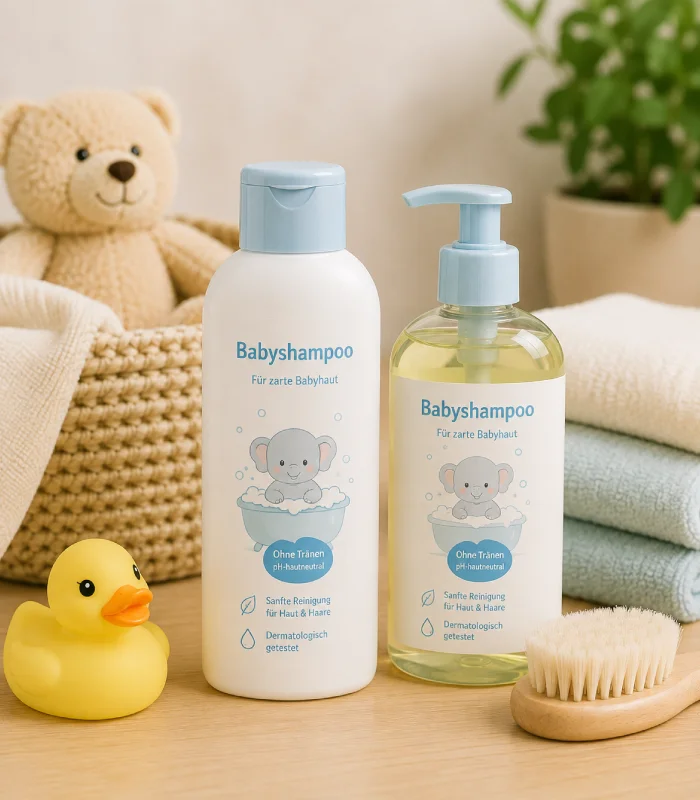 Mildes Babyshampoo für die sanfte Reinigung und Pflege von feinem Babyhaar und empfindlicher Kopfhaut