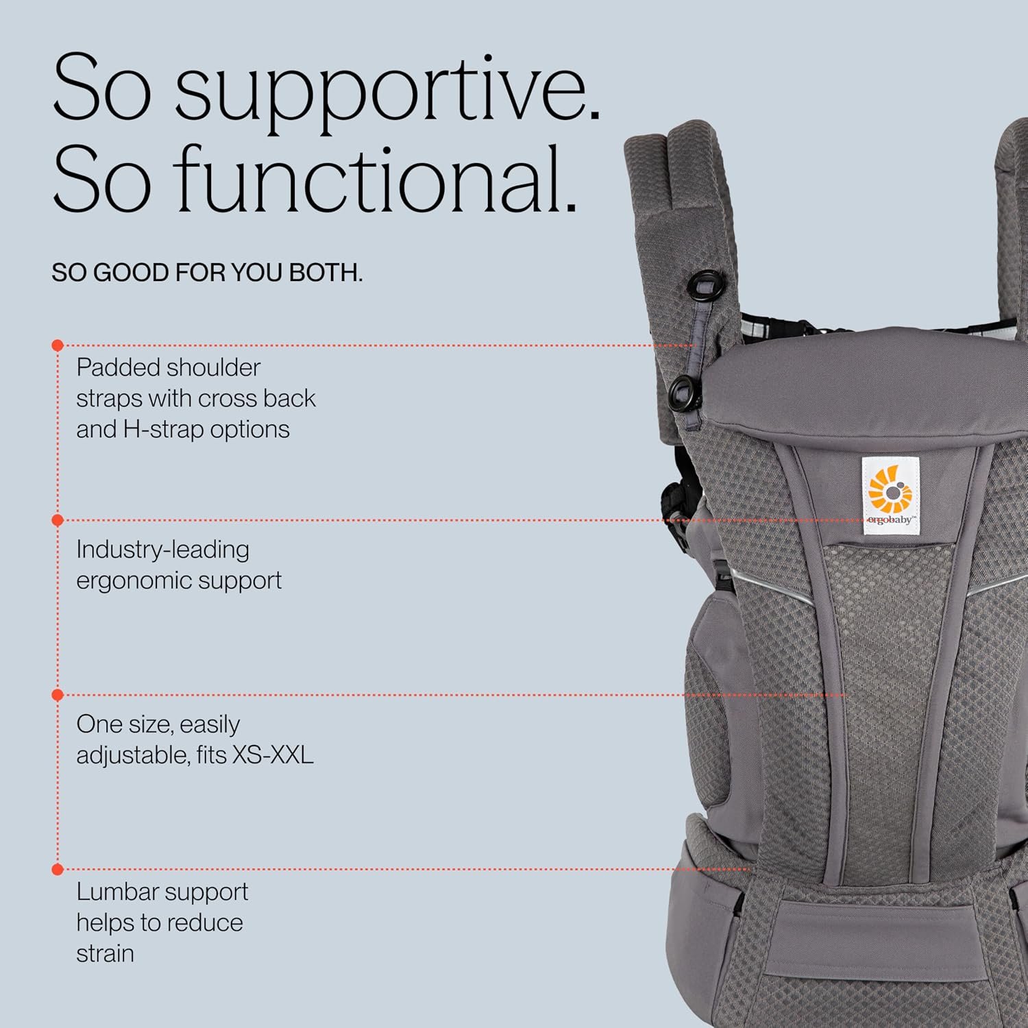 Ergobaby Omni Breeze gepolsterte Schultergurte im Detail