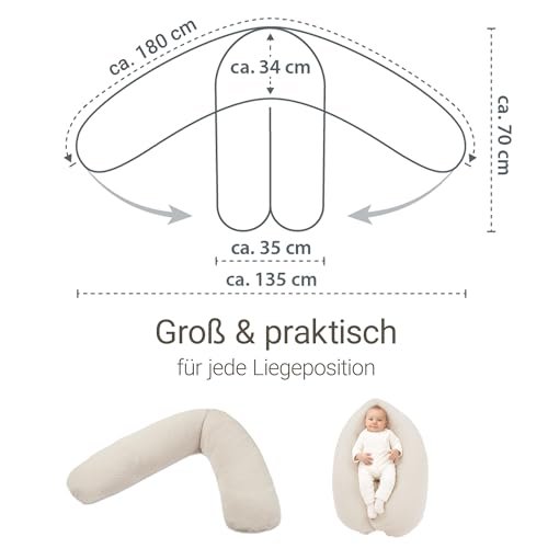 Theraline Dodo Pillow Premium Ma&szlig;e 180cm Gr&ouml;&szlig;endarstellung